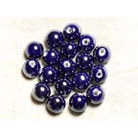 10pz - Palline perline in porcellana ceramica blu notte 12mm 4558550006738