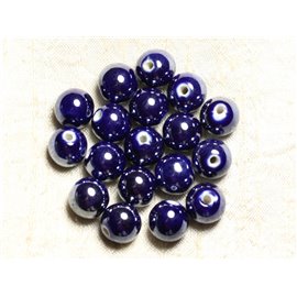 10st - Nachtblauwe keramiek porseleinen kralen ballen 12mm 4558550006738