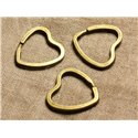 4pc - Anneaux Porte Clefs Métal Bronze Qualité Coeurs 32mm   4558550006752