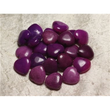 6pc - Perles de Pierre - Jade Violette Coeurs 15mm   4558550006769 