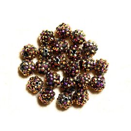 5pc - Shamballas Beads Resin 12x10mm Bronze and Multicolor 4558550006783