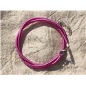 1pc - Collier Tour de cou 46cm Tissu Satin Soie Rond 3mm Violet Rose Fuchsia - 7427039735988