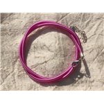 1pc - Collier Tour de cou Soie 3mm Rose Fuchsia 46cm   4558550006790 