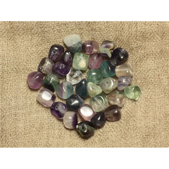 10pc - Perles de Pierre - Fluorite multicolore Nuggets 7-10mm - 4558550006851