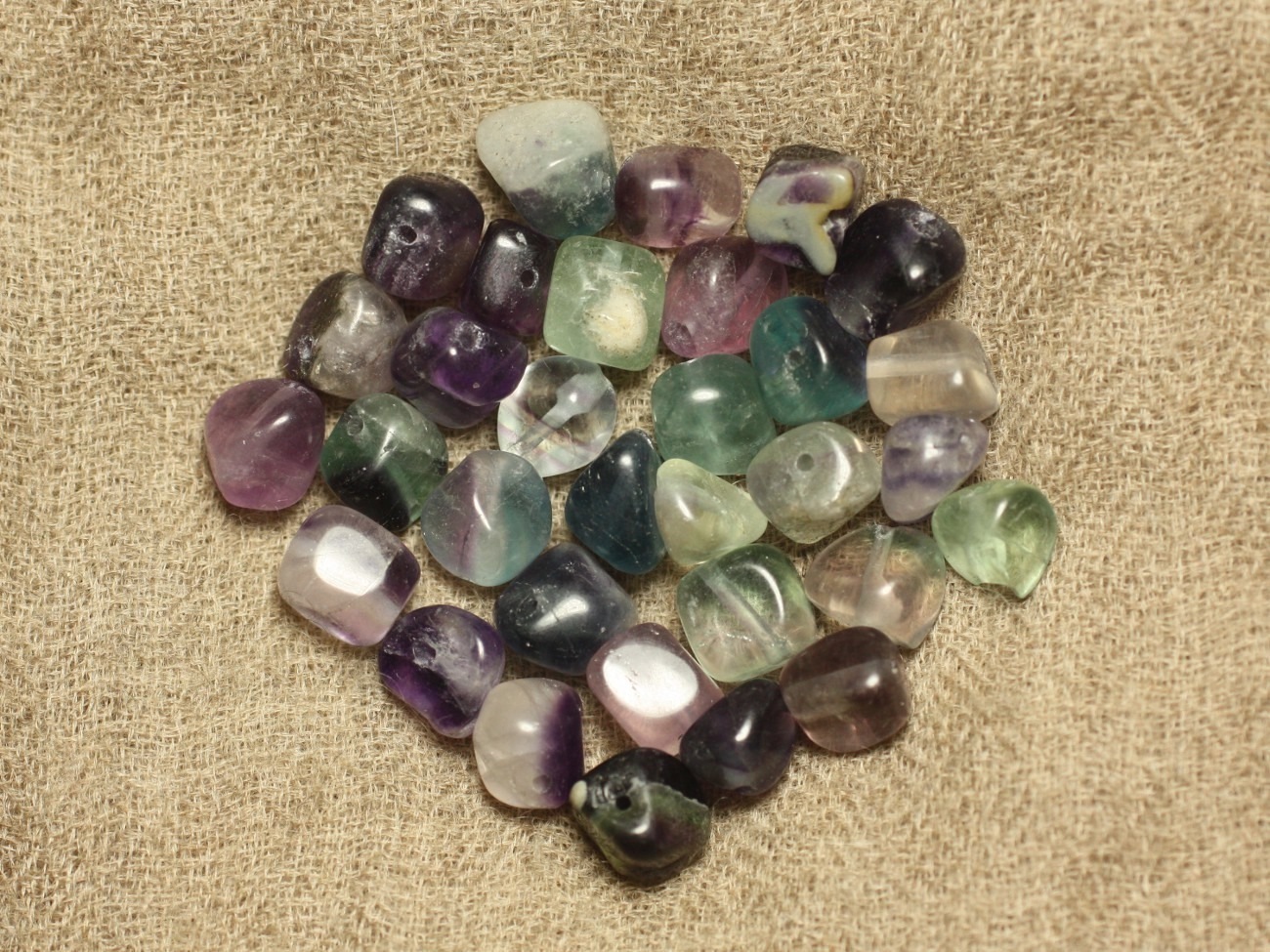 10pc - Perles de Pierre - Fluorite Nuggets 7-10mm   4558550006851