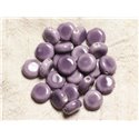 5pc - Perles Ceramique Porcelaine Rond plat Palet 14mm Violet Mauve Parme - 4558550006875