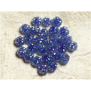 10pc - Perles Shamballas Résine 10x8mm Bleu   4558550006899