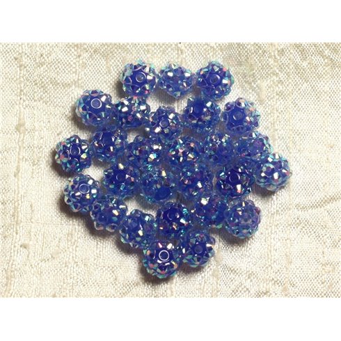 10pc - Perles Shamballas Résine 10x8mm Bleu   4558550006899