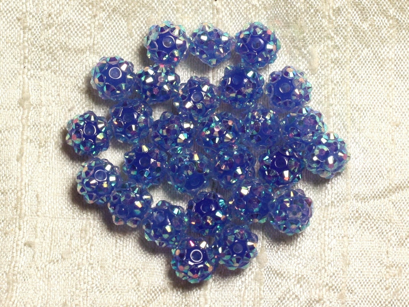 10pc - Perles Shamballas Résine 10x8mm Bleu   4558550006899