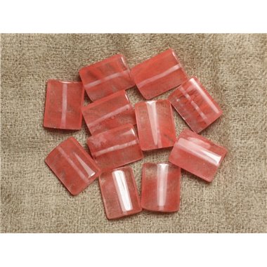 2pc - Perles de Pierre - Quartz Cerise Rectangles 20x15mm   4558550006943