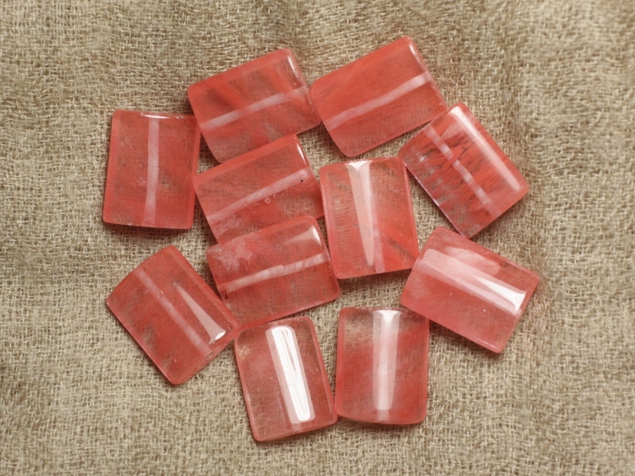 2pc - Perles de Pierre - Quartz Cerise Rectangles 20x15mm   4558550006943