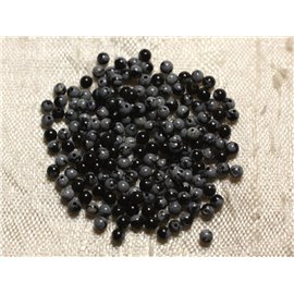 40pc - Stone Beads - Obsidian Flake Balls 2mm 4558550006950 