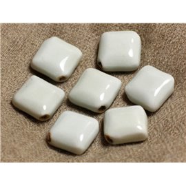 6pc - Perles Ceramique Porcelaine Losange 16mm Blanc Gris Vert - 4558550007001