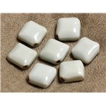 6pc - Perles Céramique Porcelaine Losanges 16x7mm blanc cassé gris vert   4558550007001 