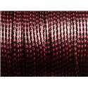 5 mètres - Cordon Coton Ciré 2mm Noir et Rouge Rose   4558550007025 