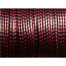 5 Meter - Gewachste Baumwollschnur 2mm Schwarz und Rot Rosa 4558550007025 