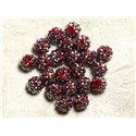 5pc - Perles Shamballas Résine 12x10mm Rouge et Multicolore   4558550007032