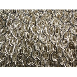 1 m - Gocce di maglia a catena placcata argento di qualità 8,5 x 7 mm 4558550007063