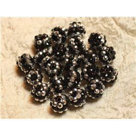 5pc - Shamballas Beads Resin 12x10mm Black and Silver N ° 1 4558550007087