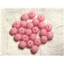 5pc - Perles Shamballas Résine 12x10mm Rose clair et Transparent   4558550007148