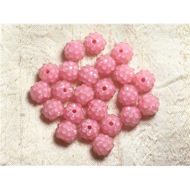 5pc - Perles Shamballas Résine 12x10mm Rose clair et Transparent   4558550007148