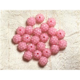 5pc - Cuentas Shamballas Resina 12x10mm Rosa Claro y Transparente 4558550007148