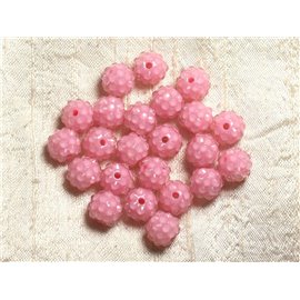5pc - Perline Shamballas resina 12x10mm rosa chiaro e trasparente 4558550007148