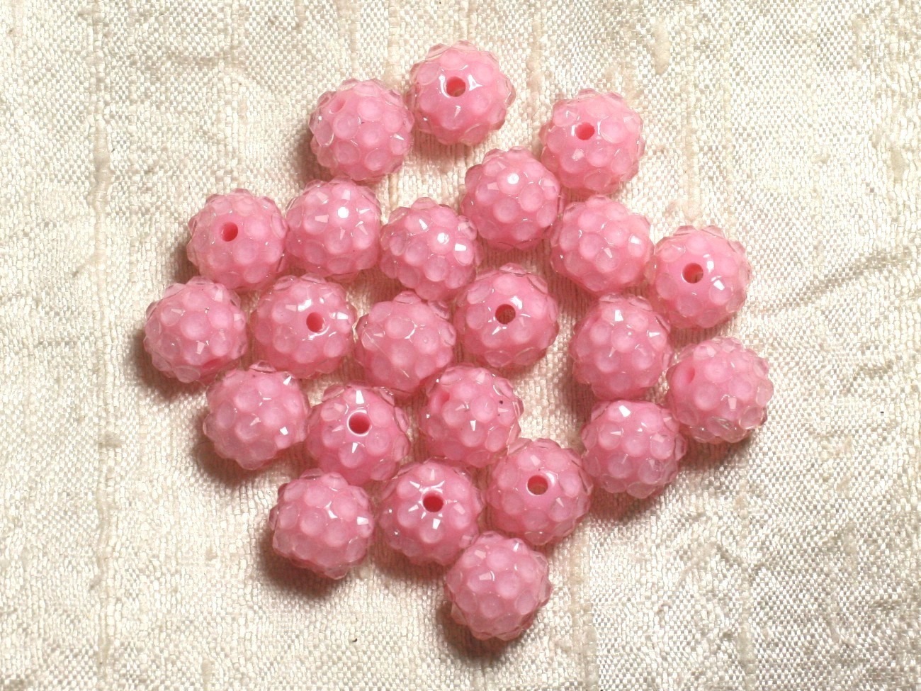 5pc - Perles Shamballas Résine 12x10mm Rose clair et Transparent   4558550007148