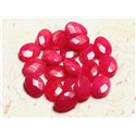 2pc - Perles de Pierre - Jade Ovales Facettés 14x10mm Rose Fuchsia  4558550008954 