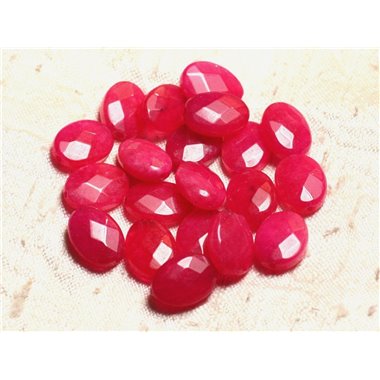 2pc - Perles de Pierre - Jade Ovales Facettés 14x10mm Rose Fuchsia  4558550008954 