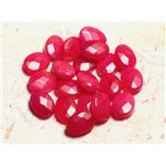 2pc - Perles Pierre - Jade Ovales Facettés 14x10mm Rose Fuchsia Framboise - 4558550008954