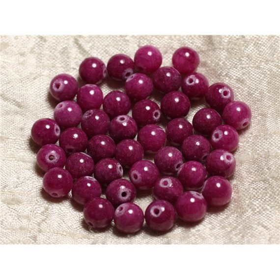 10pc - Perles de Pierre - Jade Rose Fuchsia Rubis Boules 8mm   4558550007209