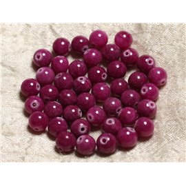 10 Stück - Steinperlen - Pink Jade Fuchsia Rubinkugeln 8mm 4558550007209