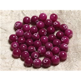 10pc - Stone Beads - Jade Pink Fuchsia Ruby Balls 8mm 4558550007209