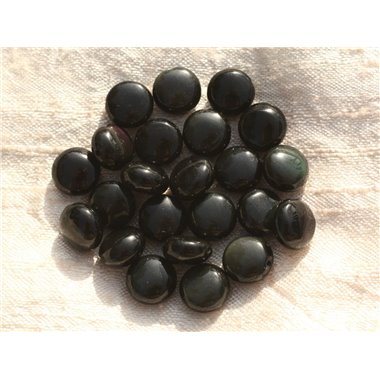 5pc - Perles de Pierre - Obsidienne Noire et Arc en Ciel Palets 10mm -  4558550007261 