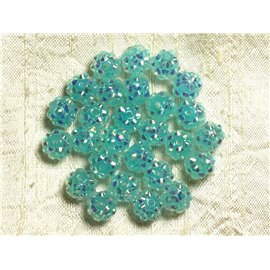 10pc - Cuentas Shamballas Resina 10x8mm Azul Turquesa N ° 3 4558550007315