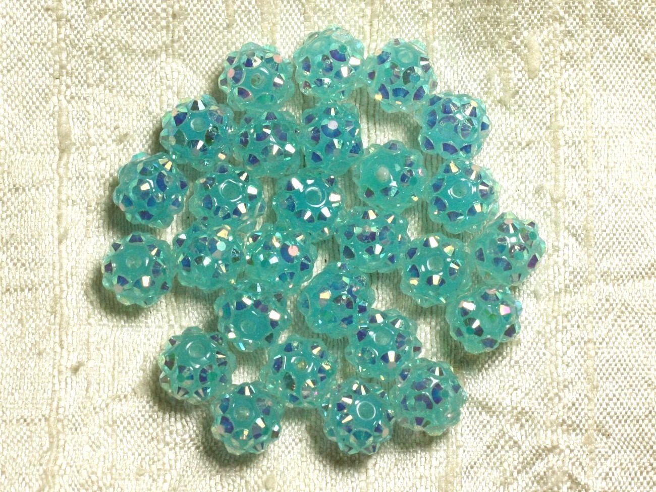 10pc - Perles Shamballas Résine 10x8mm Bleu Turquoise N°3  4558550007315