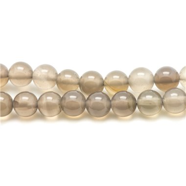 10pc - Perles de Pierre - Agate Grise 10mm   4558550007339