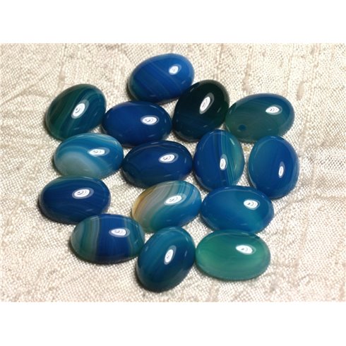 1pc - Cabochon Pierre - Agate Ovale 18x13mm blanc bleu turquoise - 4558550007353