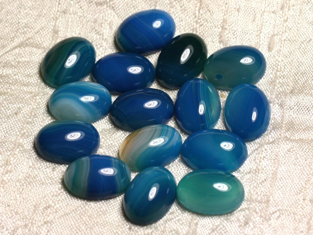 1pc - Cabochon Pierre semi précieuse - Agate Bleue Ovale 18x13mm   4558550007353