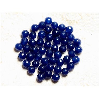 20pc - Perles de Pierre - Jade Bleu Nuit Boules Facettées 6mm   4558550007414 