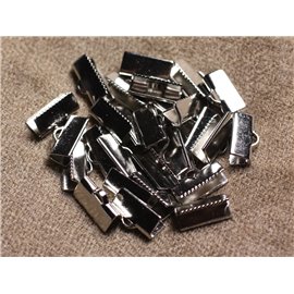 10pc - Apprets Accessoires Embouts à rabattre griffes métal argenté Rhodium 13x5mm - 4558550007438