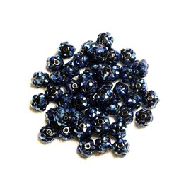 10pc - Resina Shamballas Beads 8x5mm Negro y Azul 4558550007490