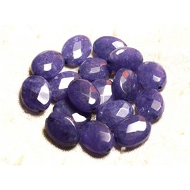 2pc - Stone Beads - Indigo Blue Jade Faceted Oval 14x10mm 4558550007506