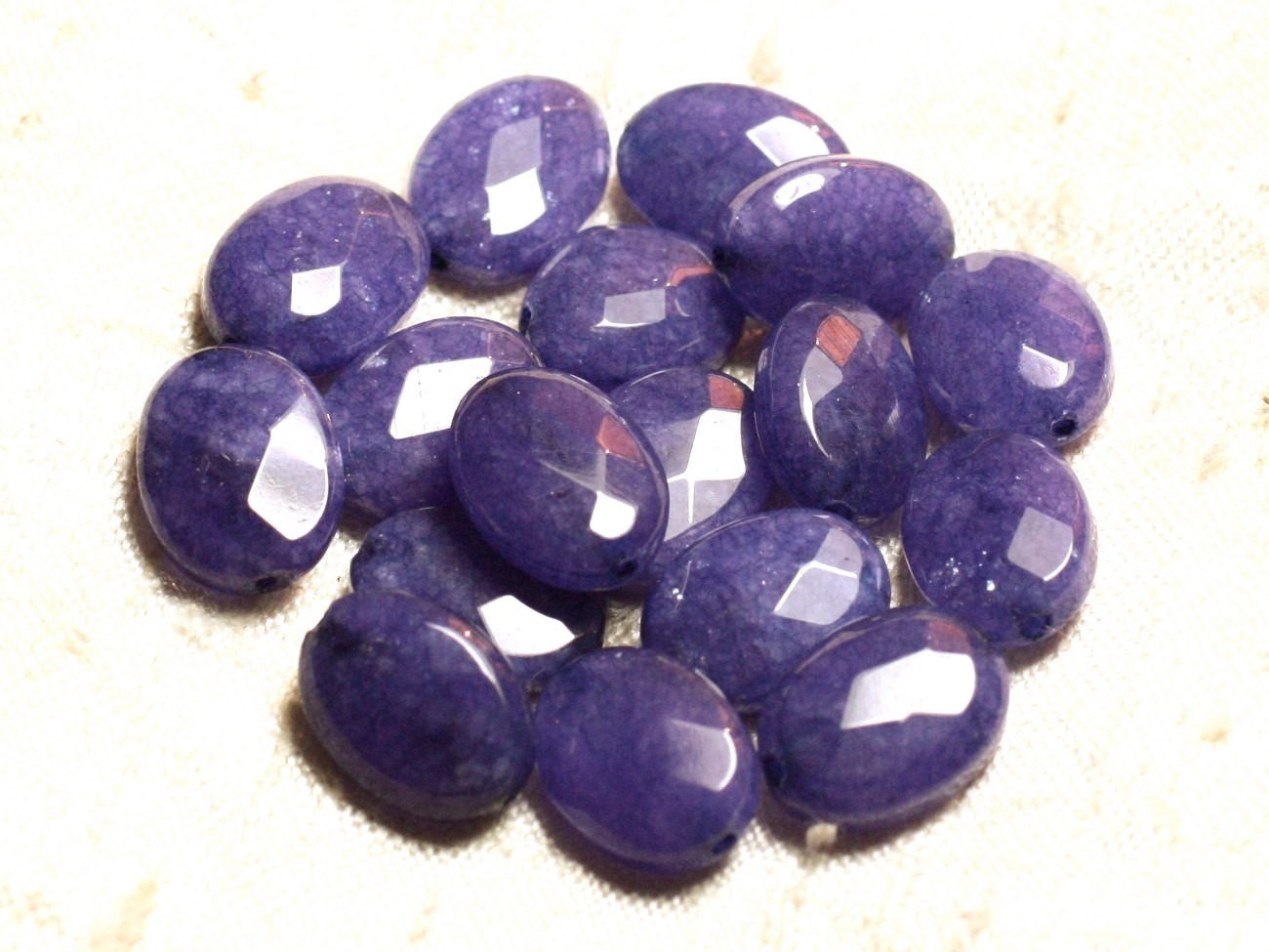 2pc - Perles de Pierre - Jade Bleu Indigo Ovales Facettés 14x10mm   4558550007506