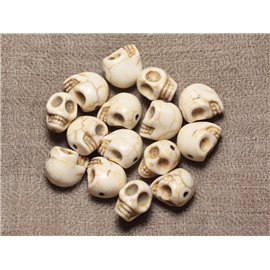 10pc - Stone Beads Magnesite - Skull Skull 14x10mm White 4558550007544