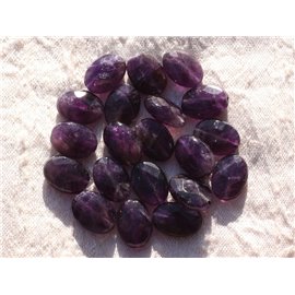 2pc - Stone Beads - Amethyst Faceted Oval 14x10mm 4558550007551