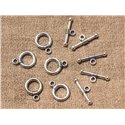 20pc - Fermoirs T Toogle Métal Argenté Qualité Rond 15x11mm   4558550007599