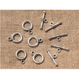 20pc - T Toogle Silver Plated Metal Clasps Round 15x11mm 4558550007599