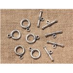 20pc - Fermoirs T Toggle Métal Argenté Qualité Rond 15x11mm   4558550007599